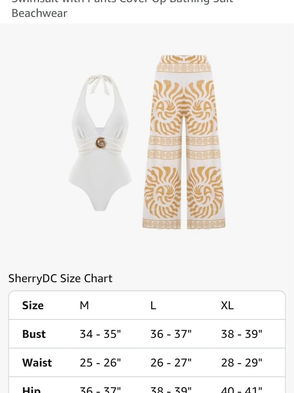 White Halter One-Piece Swimsuit with White & Tan Wide-Leg Printed Pants - Picture 8 of 9